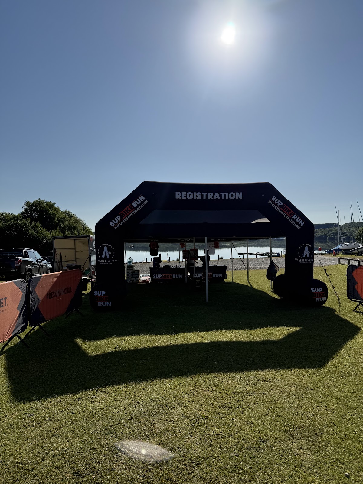 SUP Bike Run registration area in Devon before the event
